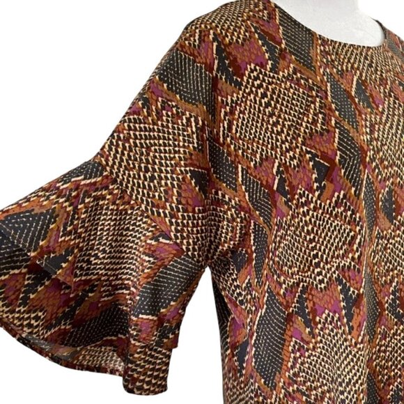 Veronica M Snakeskin Flutter Sleeve Dress Size Large - Picture 4 of 9